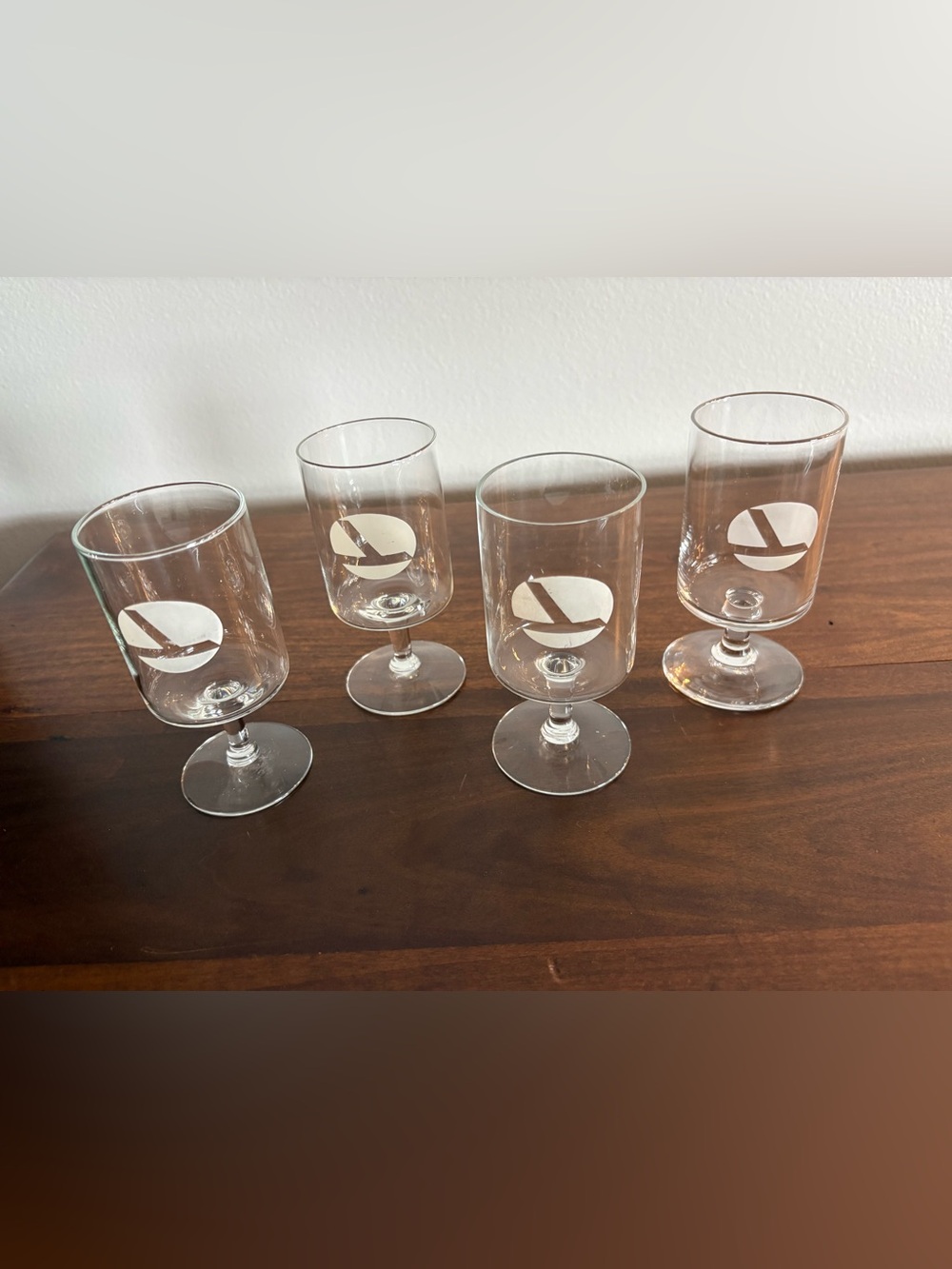 Vintage Set/4 Eastern Airlines Wings Of Man Logo Stemmed Cordial/Wine Glasses